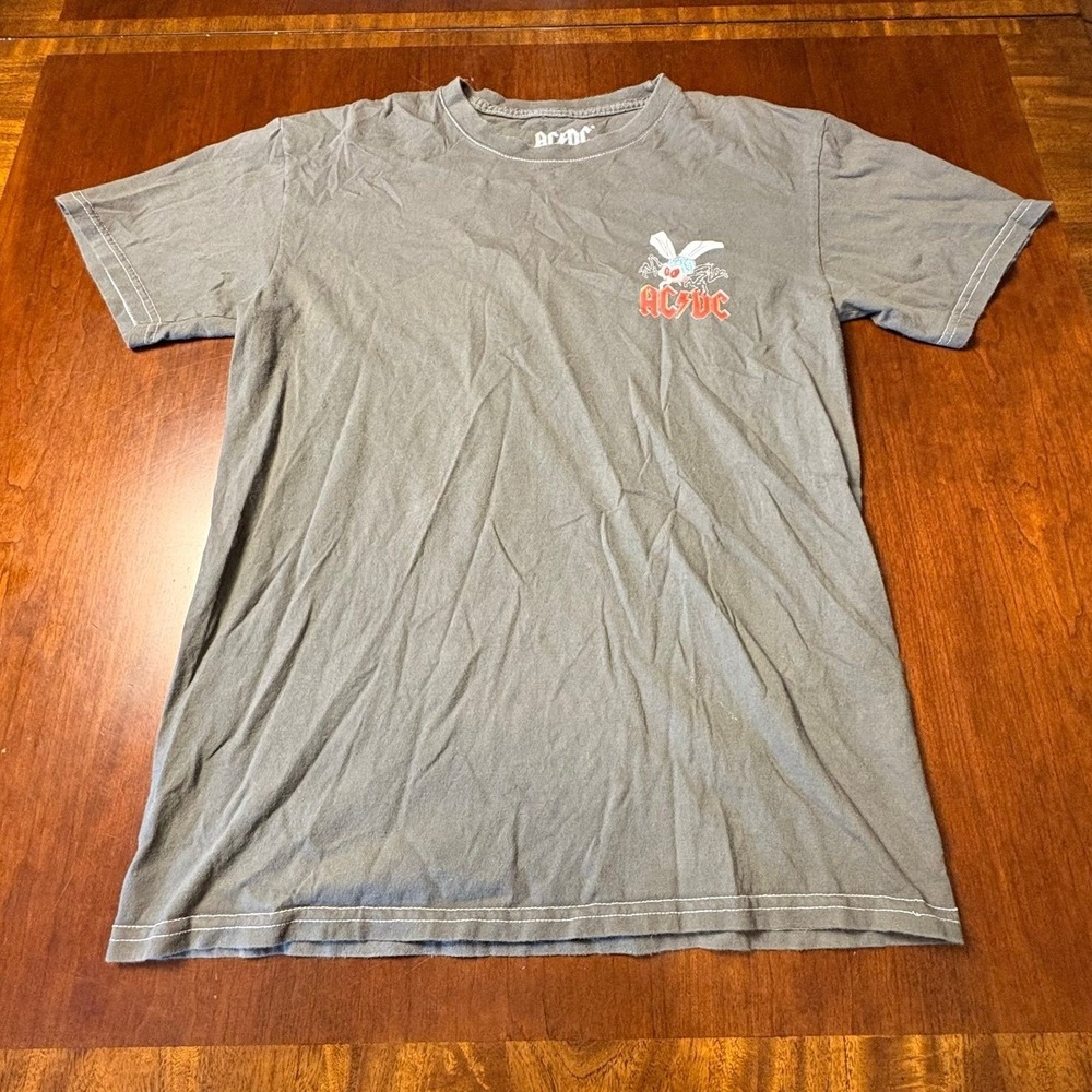 AC/DC Fly on the Wall Tour 1985 Graphic Band T-Shirt Gray Small